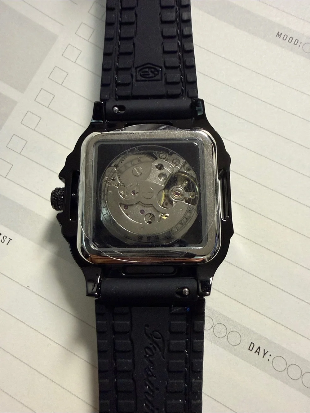 Blue-Accent Skeleton Dial Smartwatch